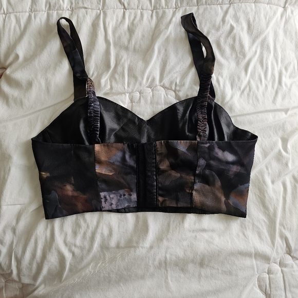 Floral Cropped Satin Corset Bralette - Picture 3 of 6